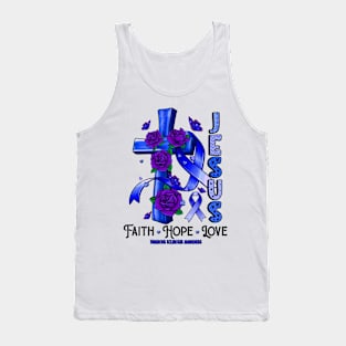 Tuberous Sclerosis Awareness - Jesus Cross ribbon Faith Tank Top